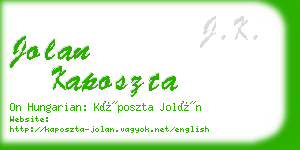 jolan kaposzta business card